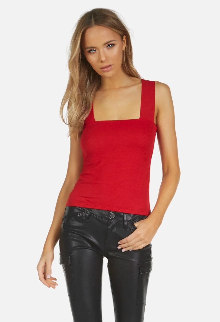 Michael Lauren Ribbed Candy Red Tank Top size M